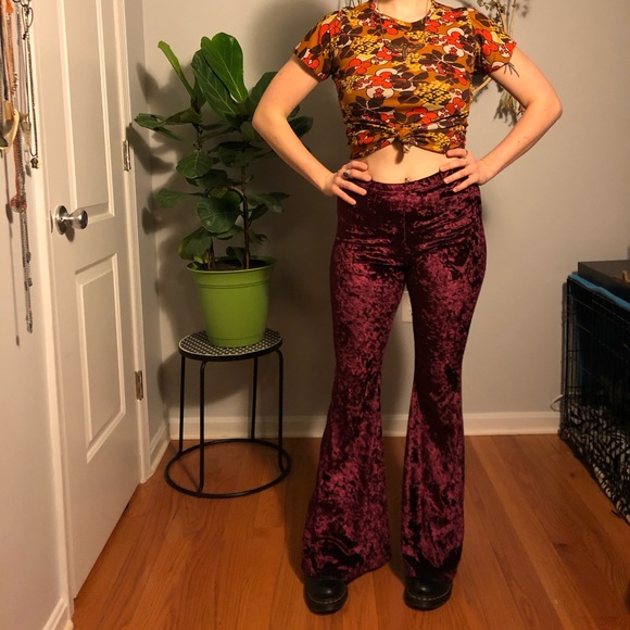 Forever 21 Pants - Retro Purple Velvet High Waisted Bell Bottoms